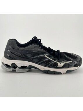 Mizuno Wave Voltage Womens Size 7 Black Silver Running Volleyball Shoes Sneakers